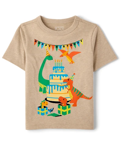 Baby And Toddler Boys Dino Birthday Graphic Tee