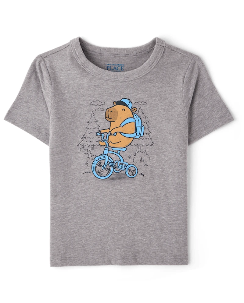 Baby And Toddler Boys Capybara Bike Graphic Tee