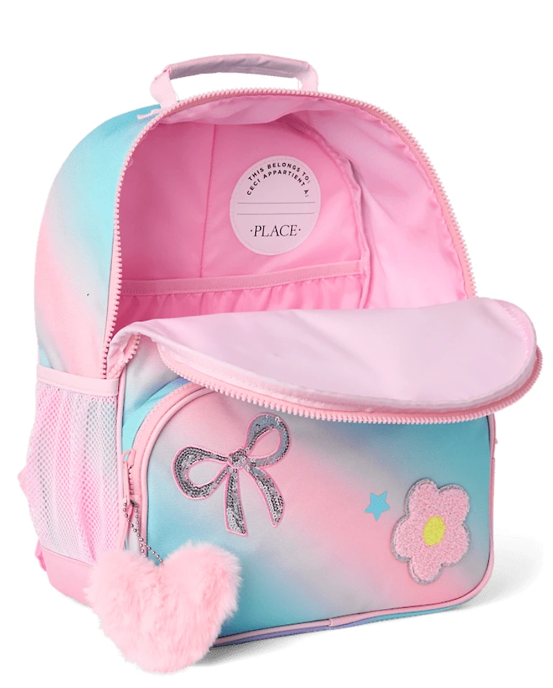 Toddler Girls Ombre Embroidered Patch Backpack