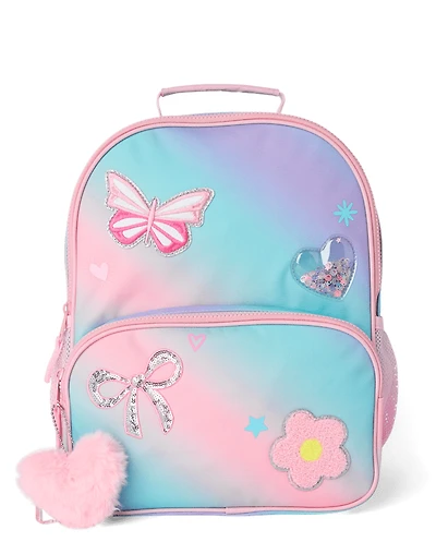 Toddler Girls Ombre Embroidered Patch Backpack