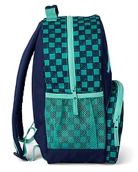 Sac à dos à carreaux brodé pour petit garçon