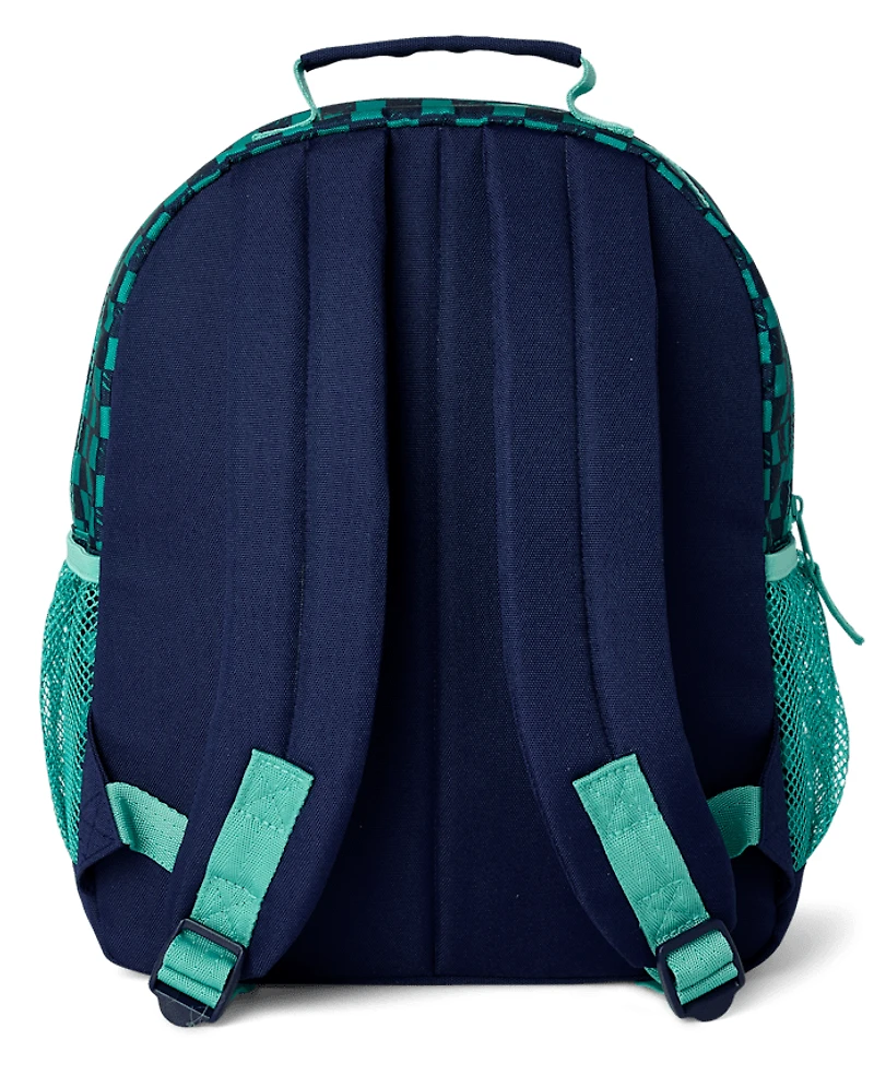 Toddler Boys Checkered Embroidered Patch Backpack