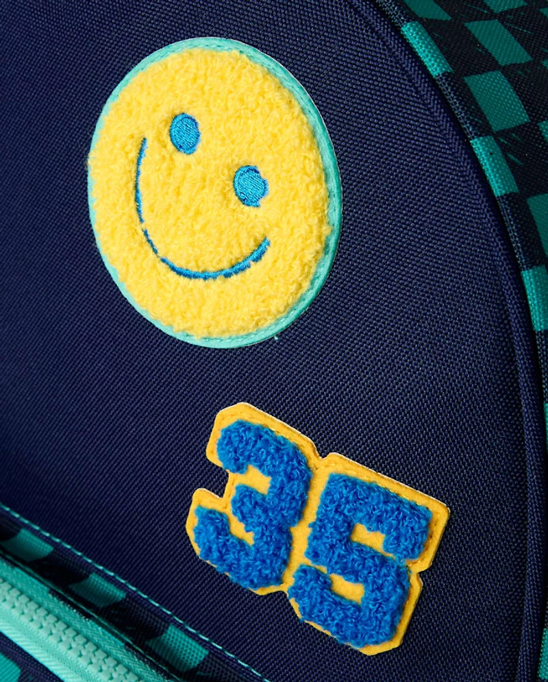 Toddler Boys Checkered Embroidered Patch Backpack