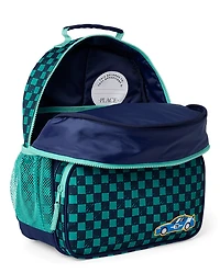Toddler Boys Checkered Embroidered Patch Backpack