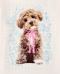 Girls Dog Bow Graphic Tee