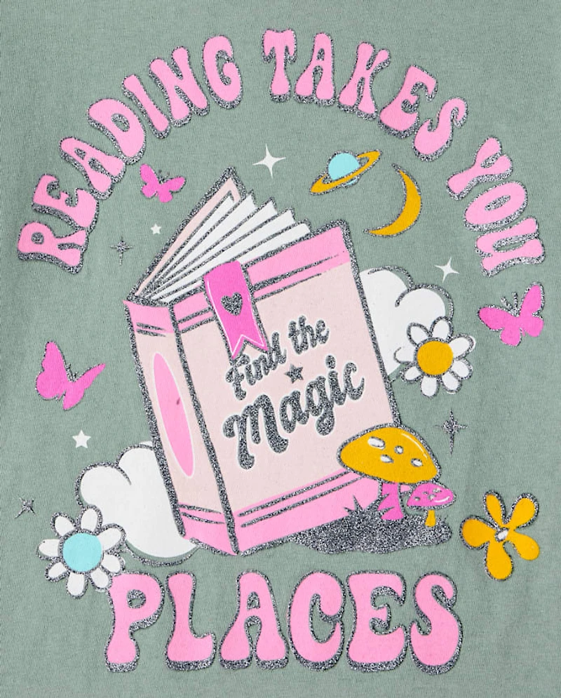 Girls School Reading Takes You Places Graphic Tee