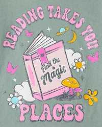 Girls School Reading Takes You Places Graphic Tee