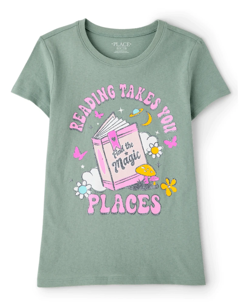 Girls School Reading Takes You Places Graphic Tee
