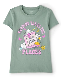 Girls School Reading Takes You Places Graphic Tee