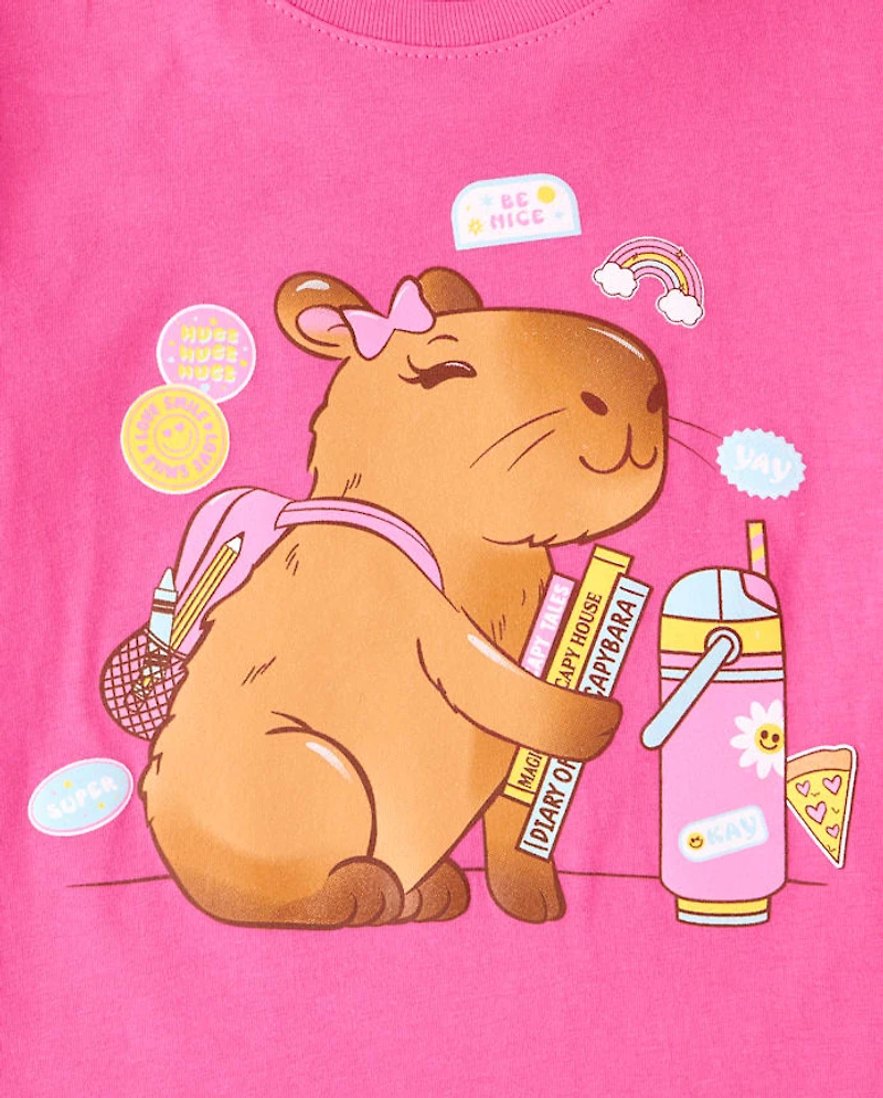 T-shirt graphique capybara pour filles