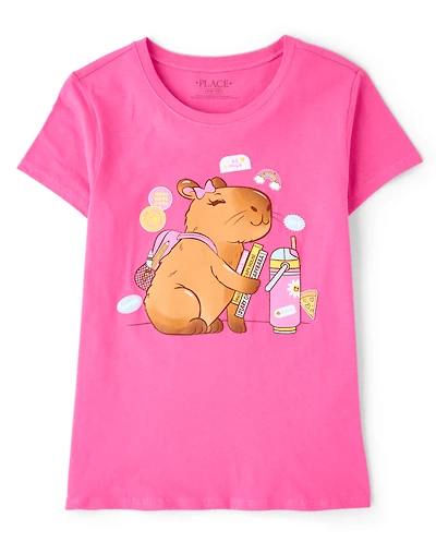 Girls School Capybara Graphic Tee