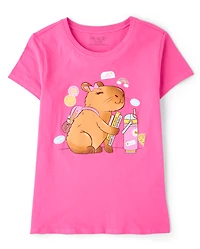 Girls School Capybara Graphic Tee