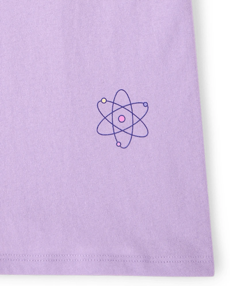 Girls School Cat Face Graphic Tee