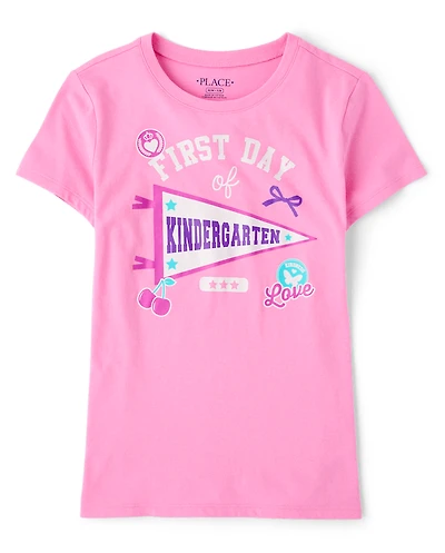 Girls School First Day Of Kindergarten Graphic Tee