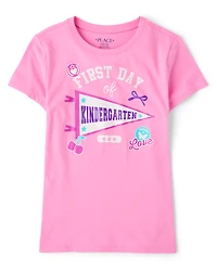 Girls School First Day Of Kindergarten Graphic Tee