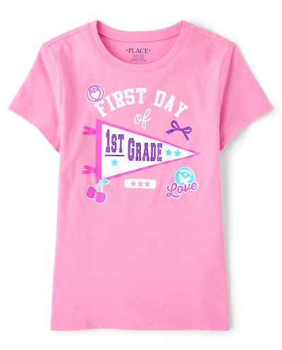 Girls School First Day Of 1st Grade Graphic Tee