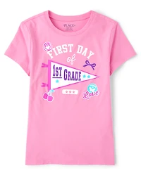 Girls School First Day Of 1st Grade Graphic Tee