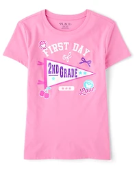 Girls School First Day Of 2nd Grade Graphic Tee