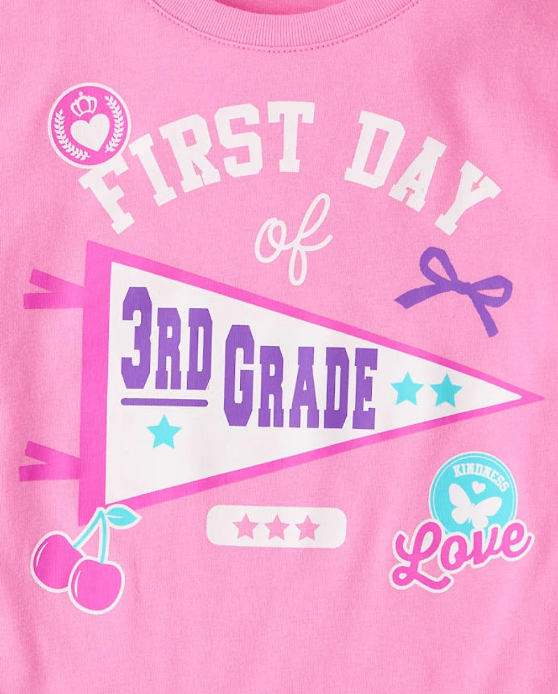 Girls School First Day Of 3rd Grade Graphic Tee