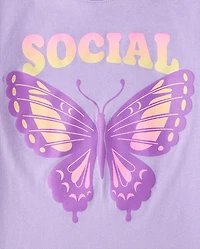Girls Social Butterfly Graphic Tee