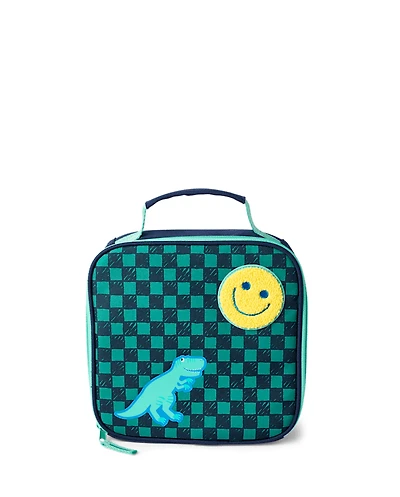 Toddler Boys Checkered Embroidered Patch Lunchbox