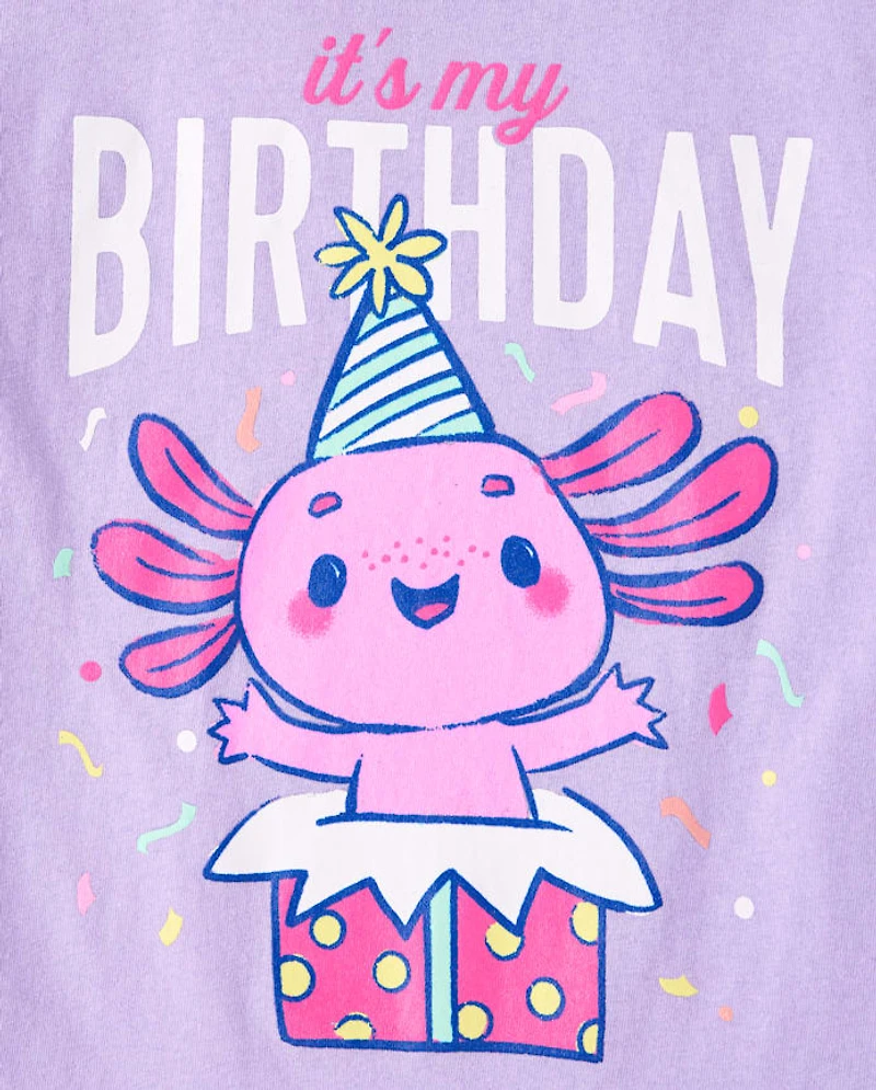 Girls Birthday Axolotl Graphic Tee