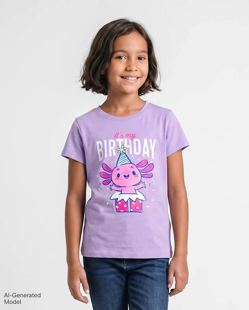 Girls Birthday Axolotl Graphic Tee