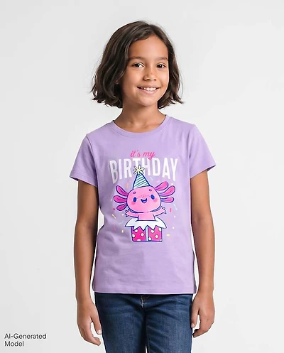 Girls Birthday Axolotl Graphic Tee