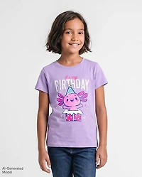 Girls Birthday Axolotl Graphic Tee