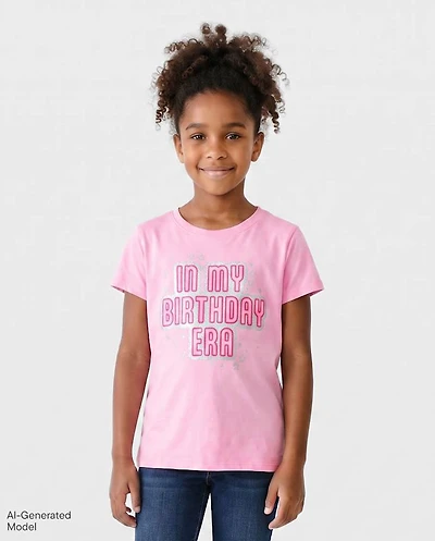 Girls Glitter Birthday Era Graphic Tee
