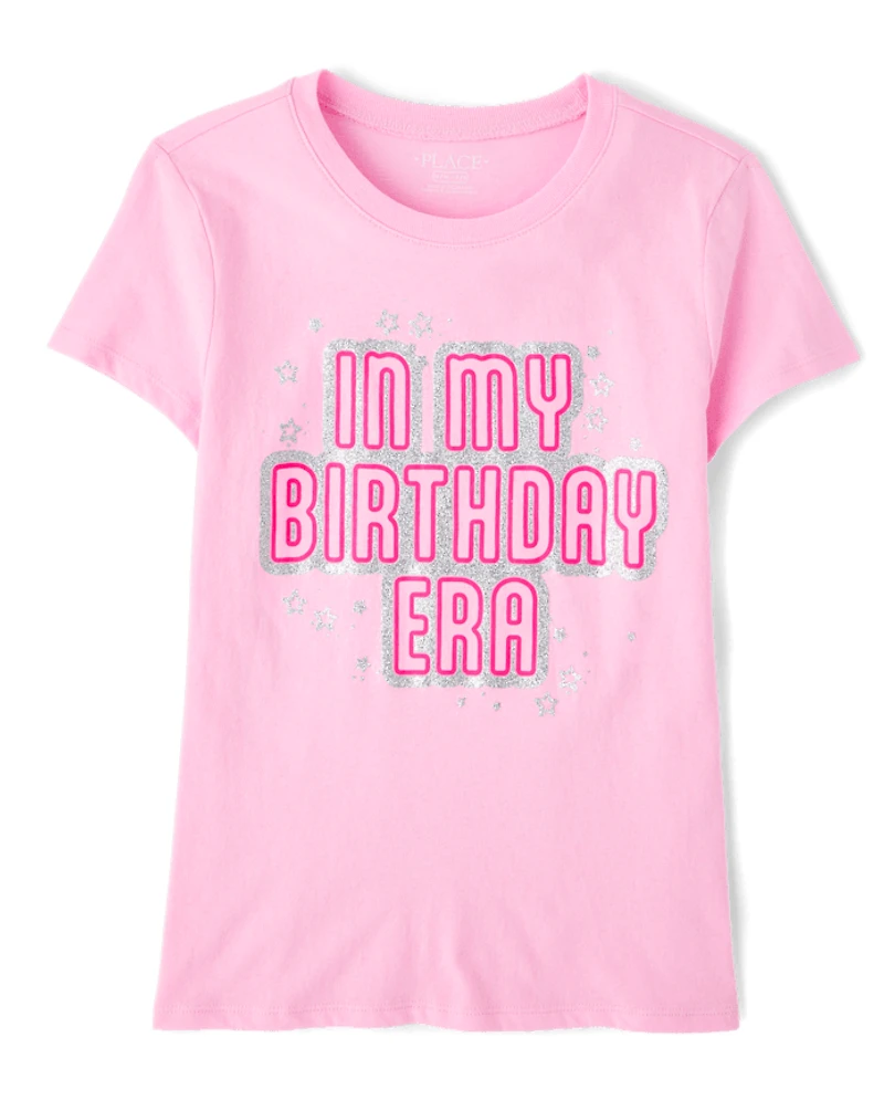 Girls Glitter Birthday Era Graphic Tee