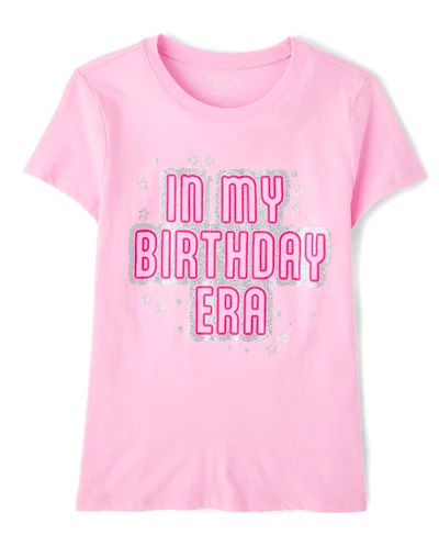 Girls Glitter Birthday Era Graphic Tee