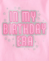 Baby And Toddler Girls Glitter Birthday Era Graphic Tee