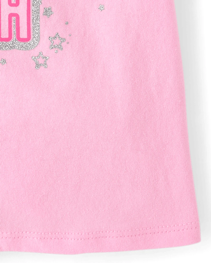 Baby And Toddler Girls Glitter Birthday Era Graphic Tee