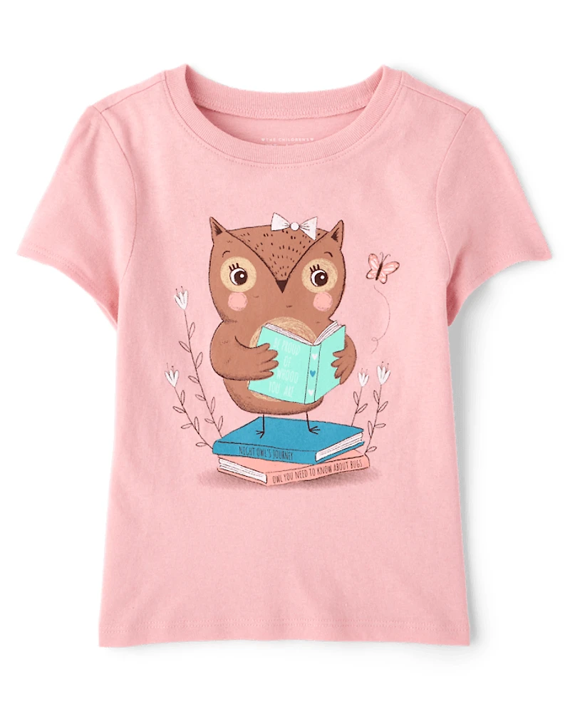 Baby And Toddler Girls Owl Graphic Tee