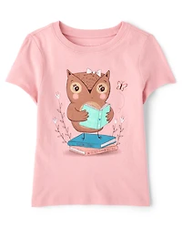 Baby And Toddler Girls Owl Graphic Tee
