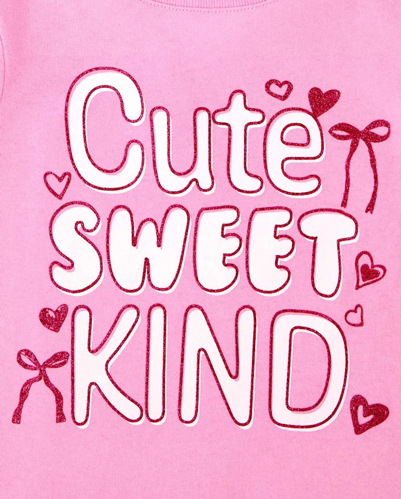 Baby And Toddler Girls Cute Sweet Kind Graphic Tee