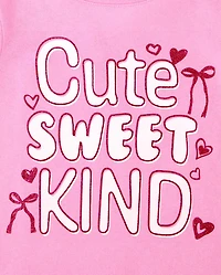 Baby And Toddler Girls Cute Sweet Kind Graphic Tee