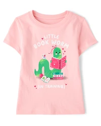 Baby And Toddler Girls Book Worm Graphic Tee