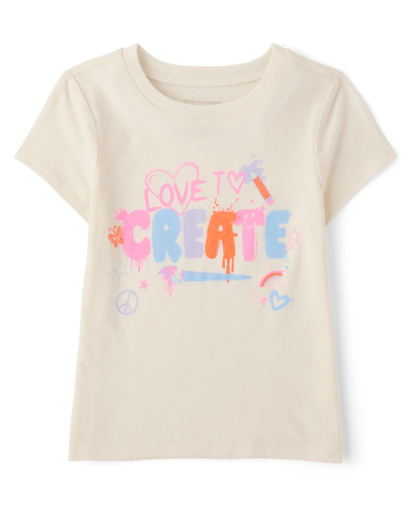 Baby And Toddler Girls School Love To Create Graphic Tee