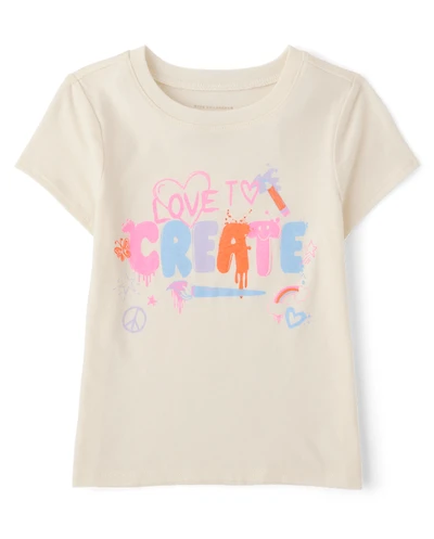 Baby And Toddler Girls School Love To Create Graphic Tee