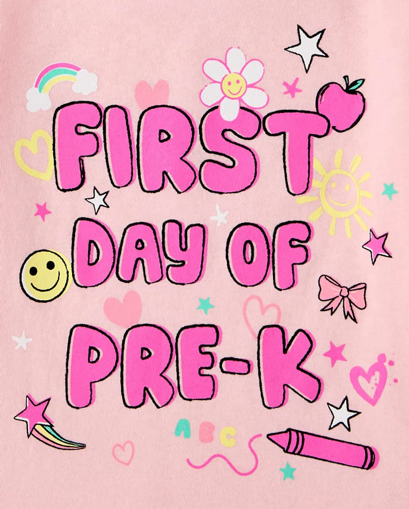 Toddler Girls School First Day Of Pre-K Graphic Tee