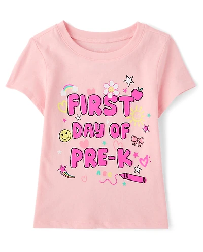 Toddler Girls School First Day Of Pre-K Graphic Tee