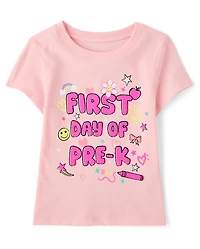 Toddler Girls School First Day Of Pre-K Graphic Tee