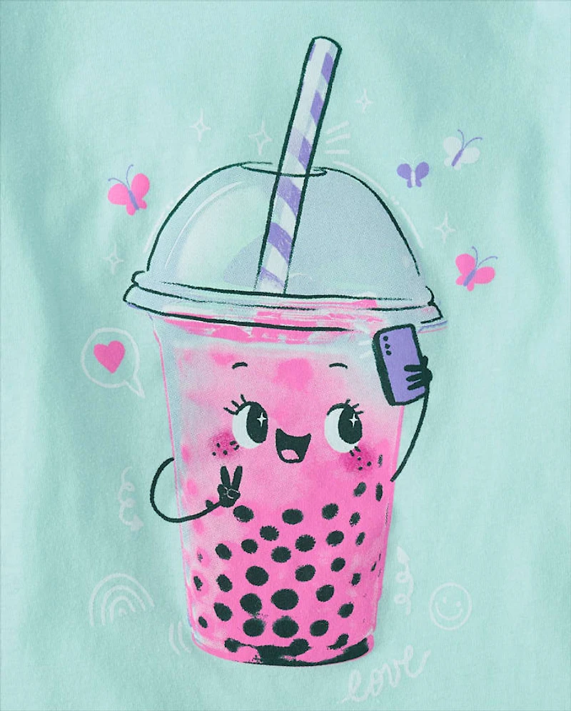 Girls Boba Drink Graphic Tee