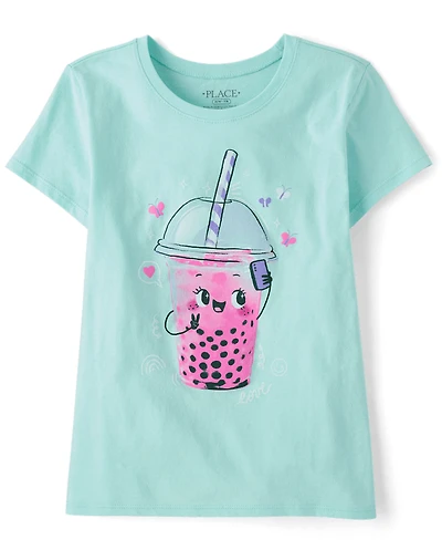 Girls Boba Drink Graphic Tee