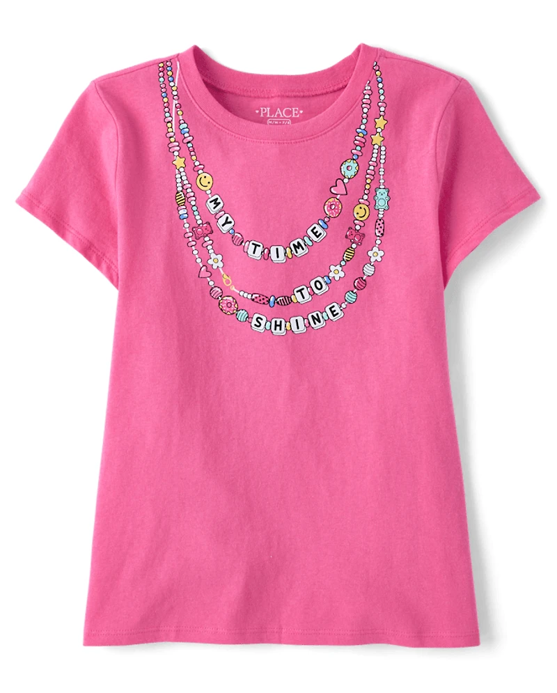 T-shirt graphique avec colliers pour filles
