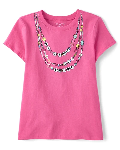 T-shirt graphique avec colliers pour filles