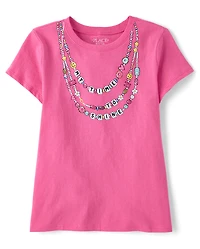 T-shirt graphique avec colliers pour filles