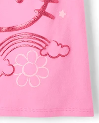 Girls Hello Kitty® Glitter Puff Print Doodle Graphic Tee